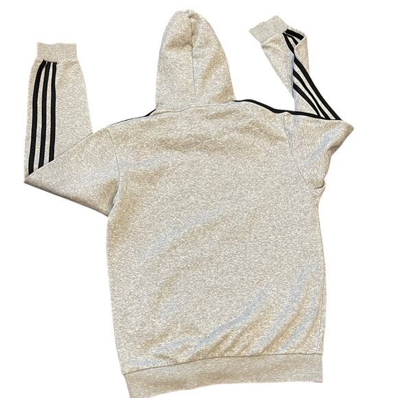 Adidas Mens Small Gray Hoodie Sweatshirt With Logo & Stripes - Picture 4 of 8